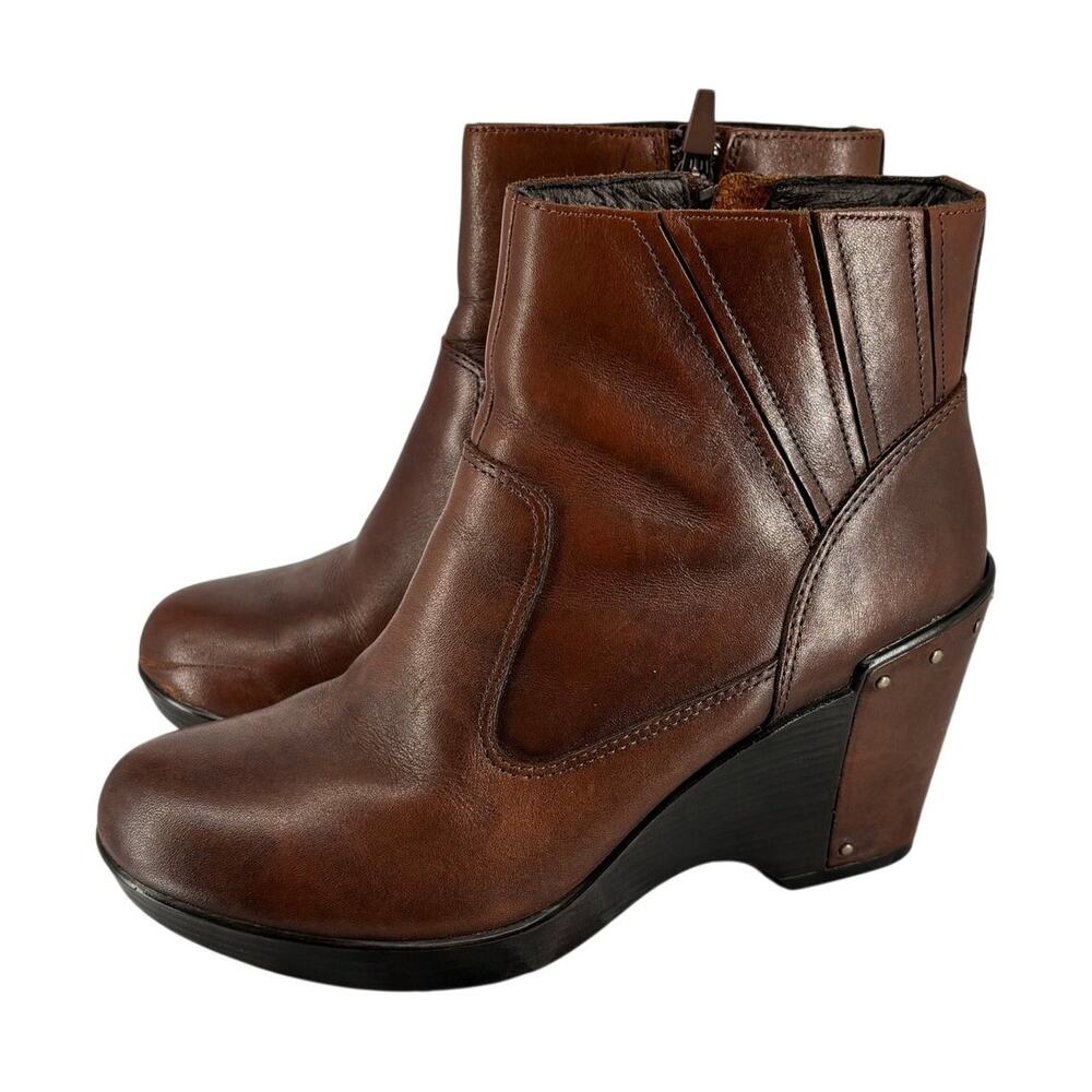 Dansko Faith Wedge Leather Ankle Boots Size 37 EU 6.5-7 US Brown - Picture 3 of 15